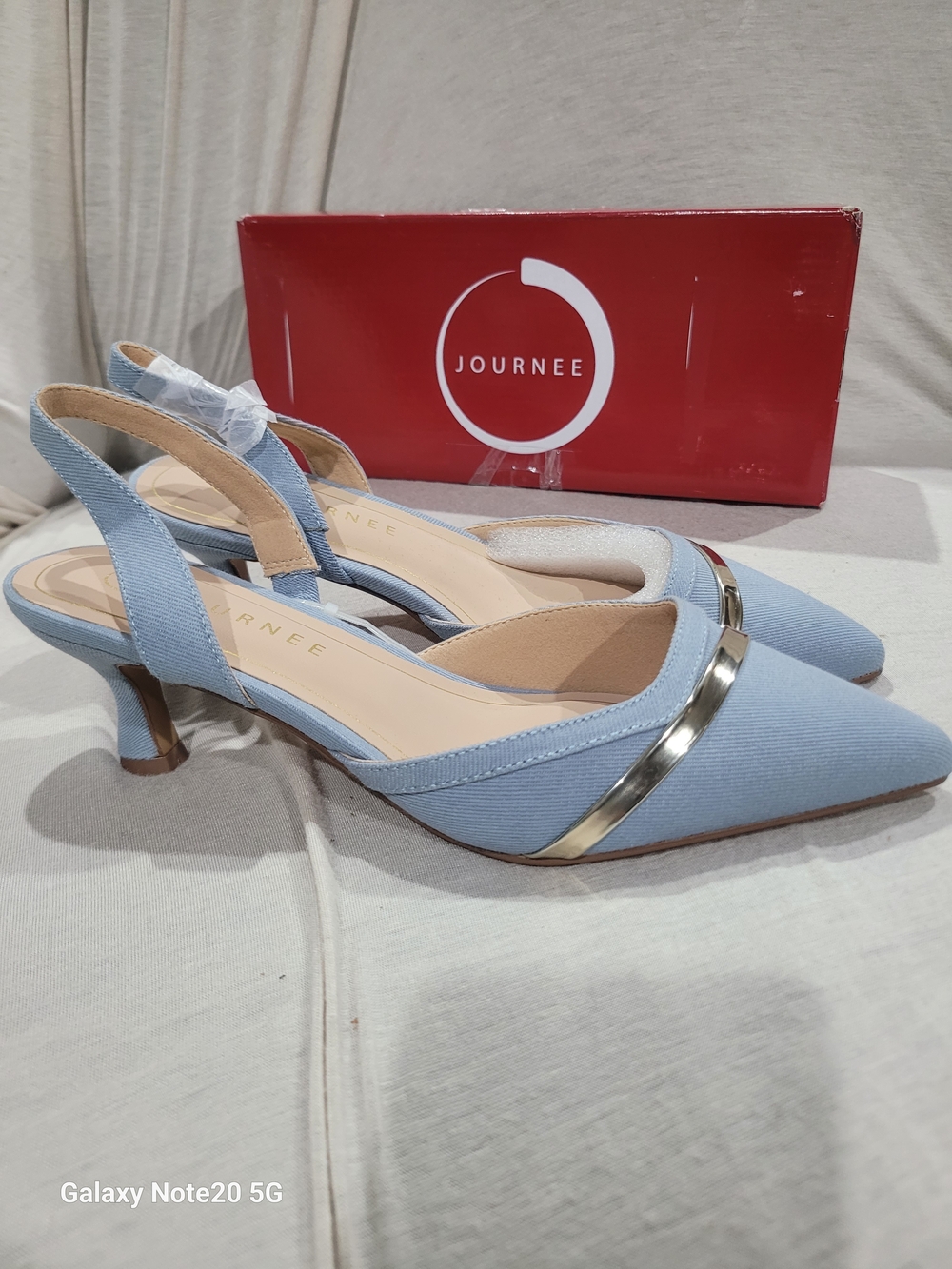 Journee Collection Nellia Denim Slingback Kitten Heel Pumps 8W - Picture 9 of 9